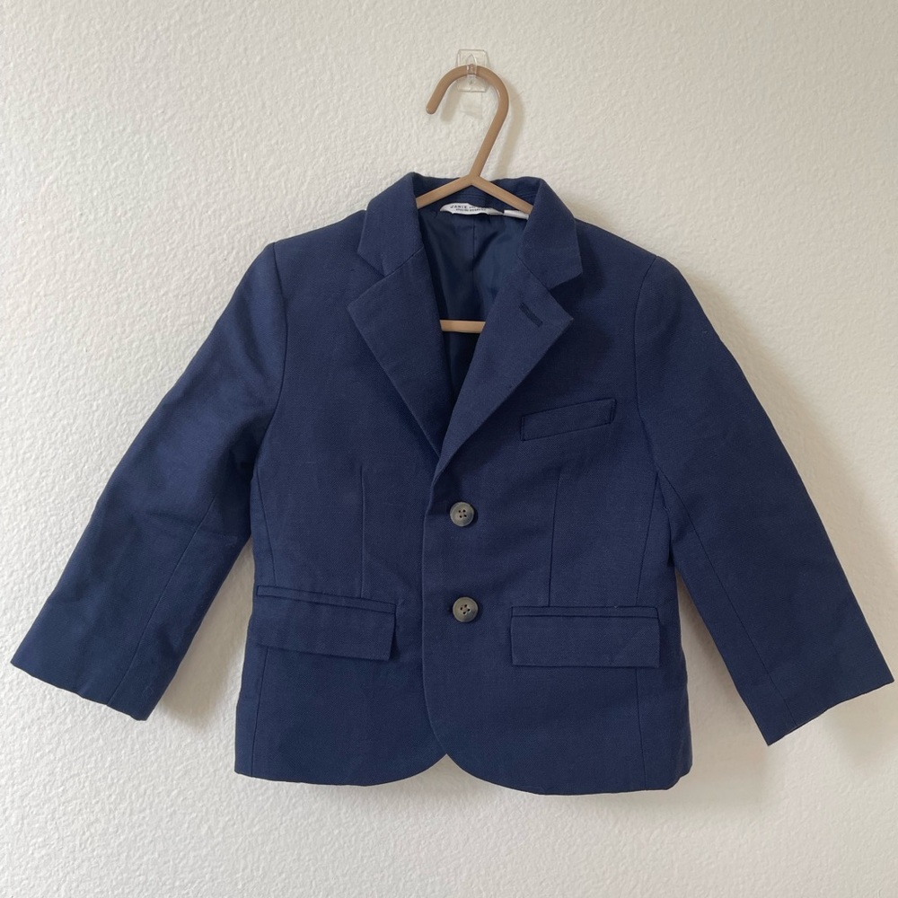 Toddler Classic Navy Cotton/Linen Blazer